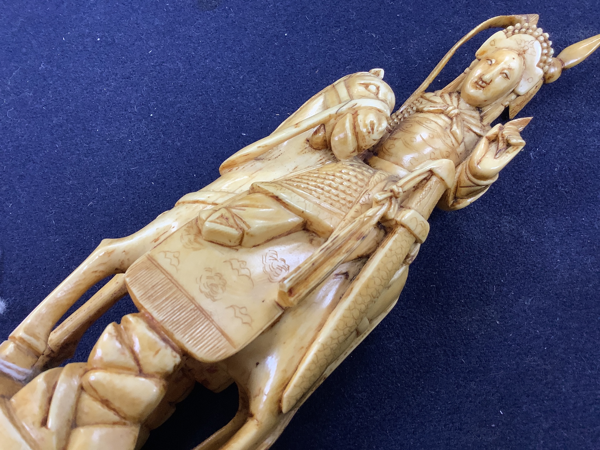 A Chinese ivory group of Hua Mulan, 19th century
